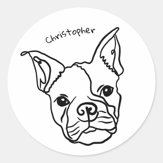 Adesivo Chic French Bulldog Line Art: Edite seu texto (Frente)