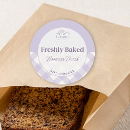 Adesivo Chic Gingham Purple Bakery Logo Product Name