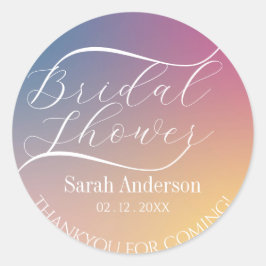 Adesivo Chic Gradiente Roxo Moderno Script Chá de Noiva