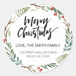 Adesivo Chic Greenery Red Berries Endereço de Regresso de 
