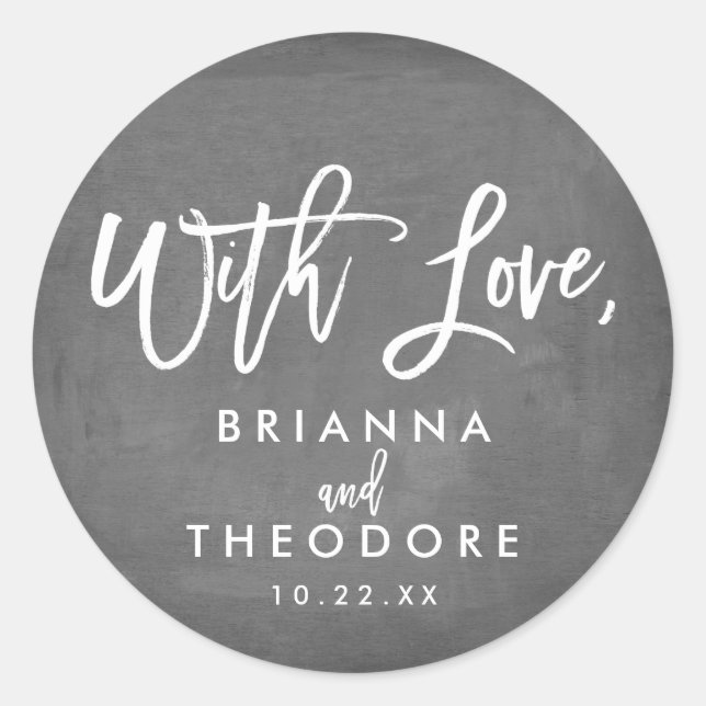 Adesivo Chic Hand Lettered Weding With Love Favor Label (Frente)