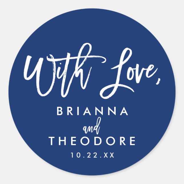 Adesivo Chic Hand Lettered Weding With Love Favor Label (Frente)