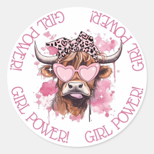 Adesivo Chic Hereford Girly Cow Galentines Day Sticker (Frente)
