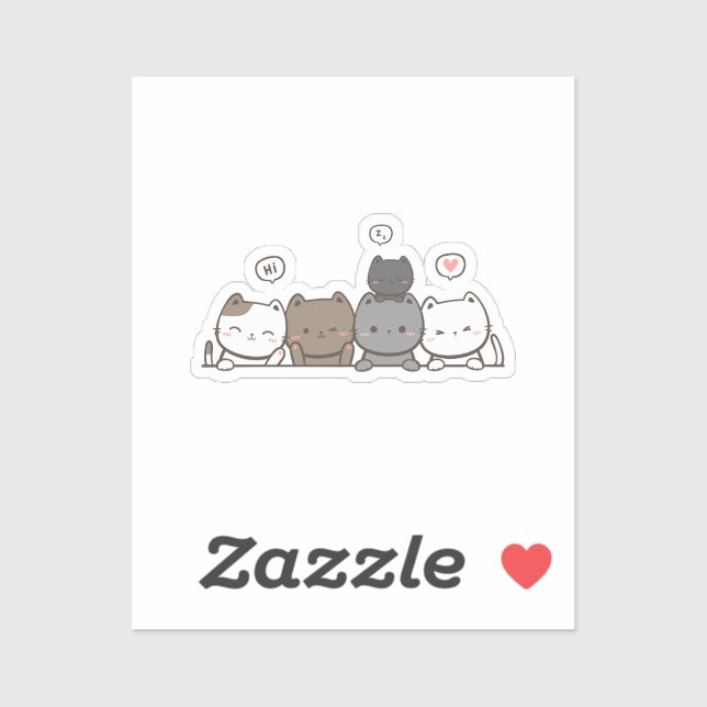Adesivo Chic Kawaii Cat Sticker - Itens correspondentes di (Folha)