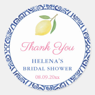 Adesivo Chic Lemons Italian Blue Tiles Favor de Chuveiro d