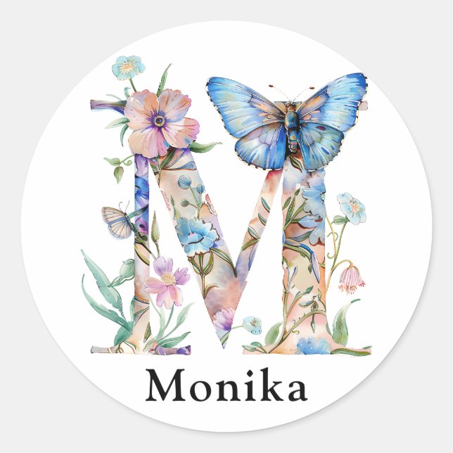 Adesivo Chic - Letra M | Whimsical Floral Monograma (Frente)