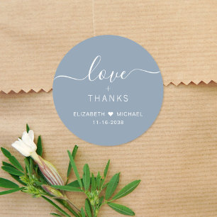 Adesivo Chic Love E Obrigados Dusty Blue Weding Obrigado
