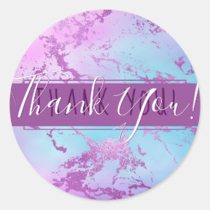 Adesivo Chic Marble Glitzy Glam Roxo Azul Obrigada