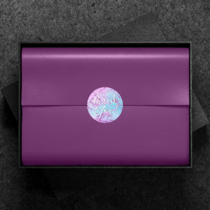 Adesivo Chic Marble Glitzy Glam Roxo Azul Obrigada