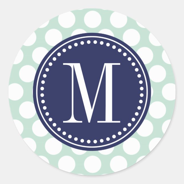 Adesivo Chic Mint & Marinho Grandes Pontos Monogramados (Frente)