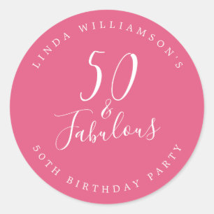 Adesivo Chic Moderno 50 Fabuloso Rosa Vibrante Aniversário
