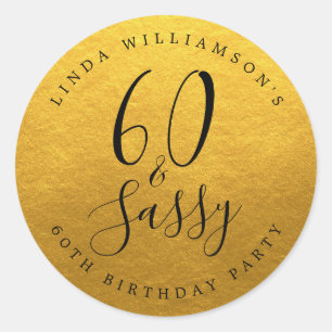 Adesivo Chic Moderno 60 Sassy Dourado Aniversário de 60 an