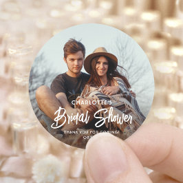 Adesivo Chic Moderno Script e Foto Obrigado Chá de Panela