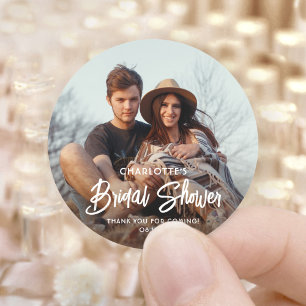 Adesivo Chic Moderno Script e Foto Obrigado Chá de Panela