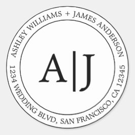 Adesivo Chic Monograma Endereço de devolução Black White