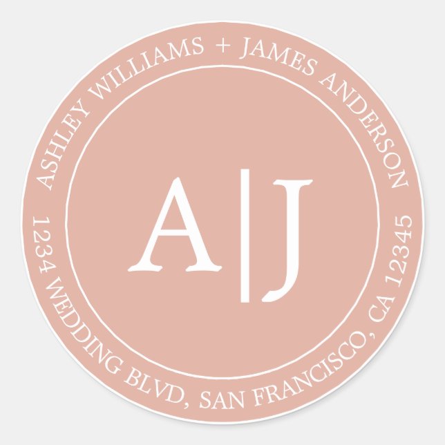 Adesivo Chic Monograma Endereço de Devolução Dusty Pink (Frente)