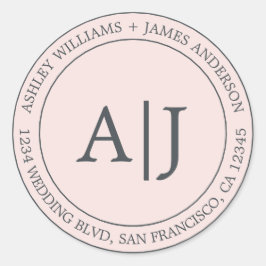 Adesivo Chic Monograma Endereço de devolução Pastel Rosa