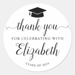 Adesivo Chic Obrigado Script Formando Favor de Festa de fo