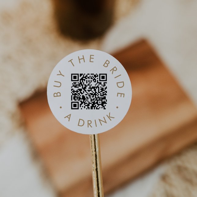 Adesivo Chic Ouro Compre Noiva Uma Bebida QR Code Circular (Criador carregado)