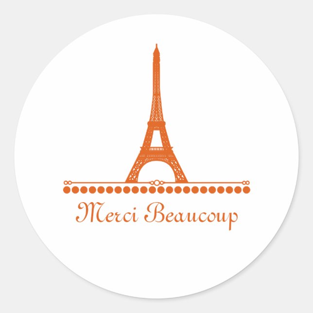 Adesivo Chic Parisiense Obrigado Stickers, Laranja (Frente)