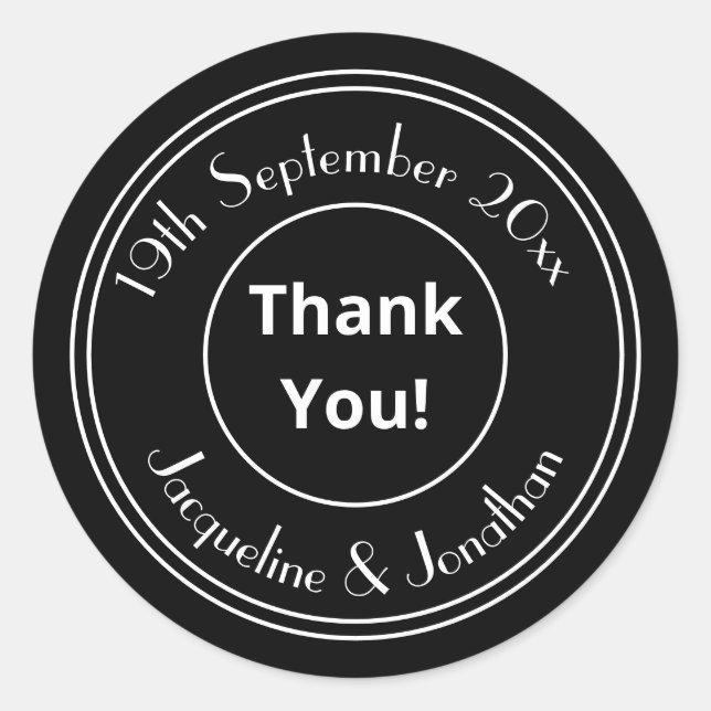 Adesivo Chic Personalizado B & W Obrigado Envelope Selos (Frente)