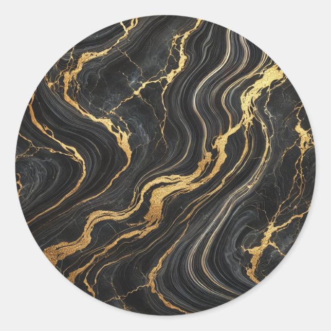 Adesivo Chic Preto e Dourado Visual de Mármore Metálico Gl (Frente)