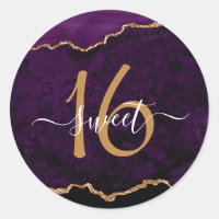 Chic Purple Dourado Glitter Agate Sweet 16 Party