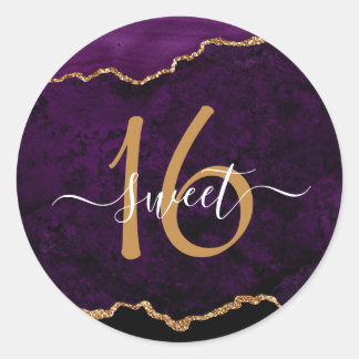 Adesivo Chic Purple Dourado Glitter Agate Sweet 16 Party