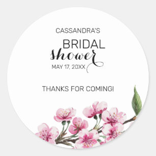 Adesivo Chic Rosa Sakura Floral Bridal Shower Agradeciment