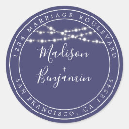 Adesivo Chic Rustic Light Marinho Blue Wedding Endereço de