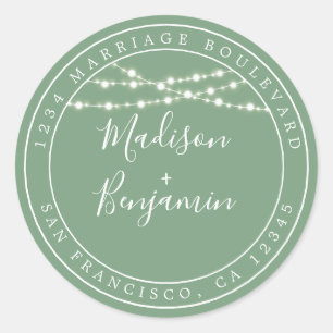 Adesivo Chic Rustic Lights Green Wedding Endereço de Devo