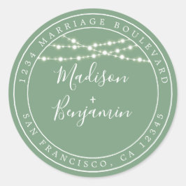 Adesivo Chic Rustic Lights Green Wedding Endereço de Devol