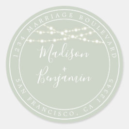 Adesivo Chic Rustic Lights Green Wedding Endereço de Devol