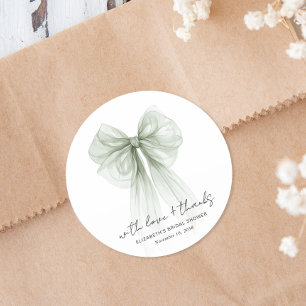 Adesivo Chic Sage Bow Aquarela Chá de Noiva Obrigado