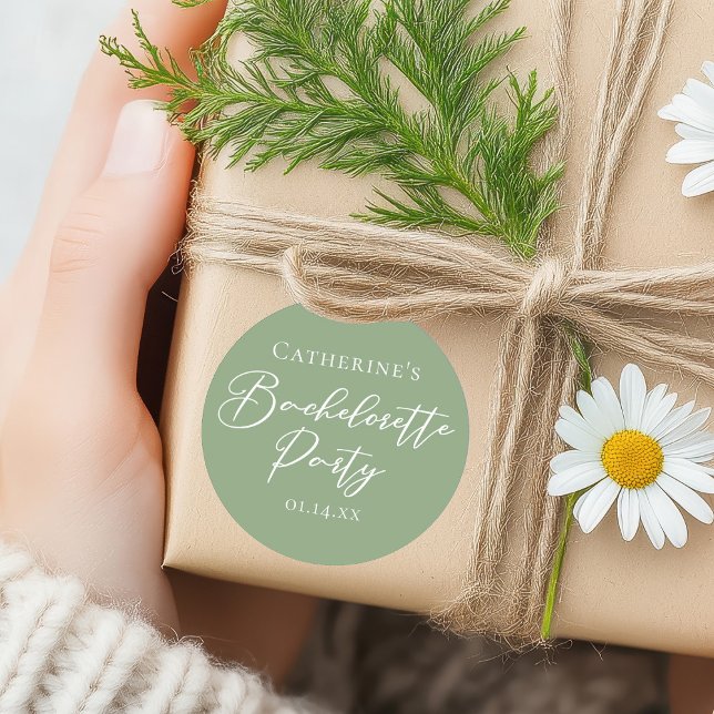Adesivo Chic Sage Green Bachelorette Party Personalized (Criador carregado)