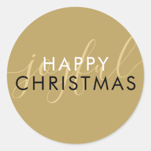 Adesivo Chic Script Alegre Moderno Feliz Natal Dourado