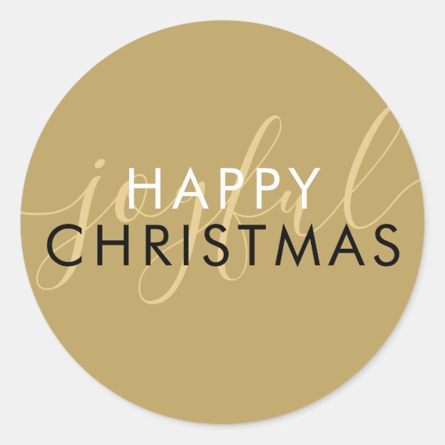 Adesivo Chic Script Alegre Moderno Feliz Natal Dourado (Frente)