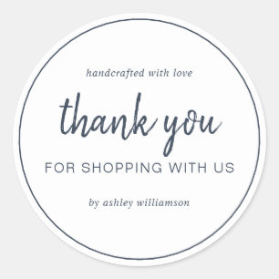 Adesivo Chic Script Azul Escuro Obrigado Por Comprar