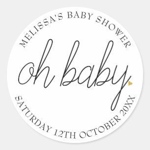 Adesivo Chic script coração dourado baby shower oh baby