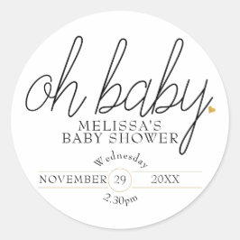 Adesivo Chic script coração dourado chá de bebê oh bebê