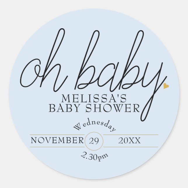 Adesivo Chic script dourado coração baby boy chá de bebê o (Frente)