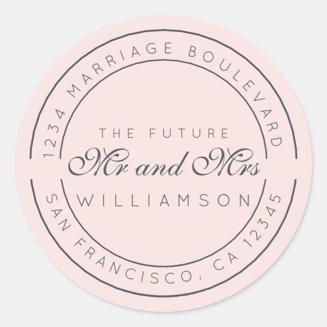 Adesivo Chic Script Future Sr. Dr. Wedding Return Endereço (Frente)