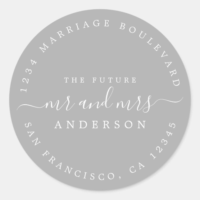 Adesivo Chic Script Future Sr. Dr. Wedding Return Endereço (Frente)