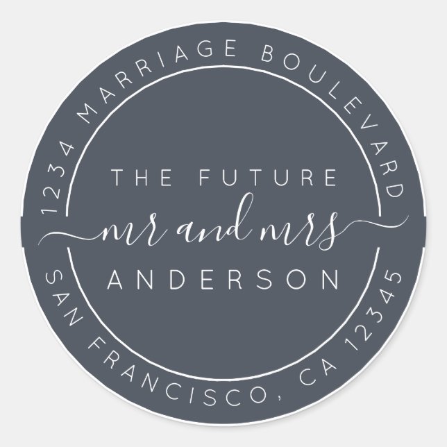 Adesivo Chic Script Future Sr. Dr. Wedding Return Endereço (Frente)