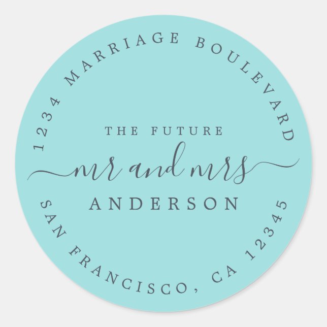Adesivo Chic Script Future Sr. Dr. Wedding Return Endereço (Frente)
