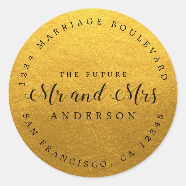 Adesivo Chic Script Future Sr. Dr. Wedding Return Endereço (Frente)