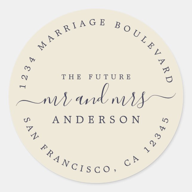 Adesivo Chic Script Future Sr. Dr. Wedding Return Endereço (Frente)
