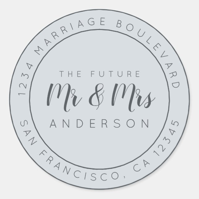 Adesivo Chic Script Future Sr. Dr. Wedding Return Endereço (Frente)