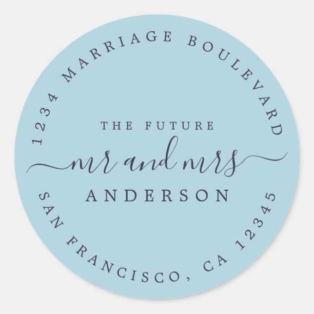 Adesivo Chic Script Future Sr. Dr. Wedding Return Endereço (Frente)