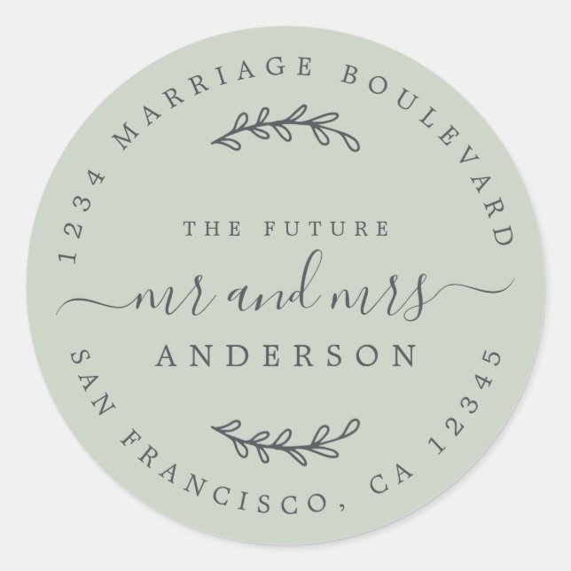 Adesivo Chic Script Future Sr. Dr. Wedding Return Endereço (Frente)